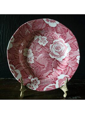 Vintage Burleigh Victorian Chintz Pink Transferware Bread & Butter Plate 6.75"